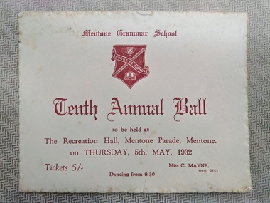 Invitation to the Tenth Annual Ball