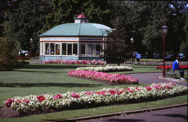 Photograph - Digital image, View of Statue House showing surrounding flowerbeds