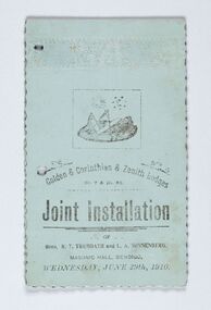 Memorabilia - Invitation and menu card, Joint Installation of Bros. R.T. Trembath and L. A. Sonnenberg, 1910