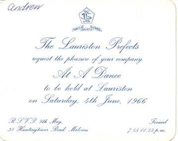 Letter - Invitation, Dance Invitations (1966)