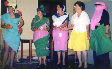 Photograph, Faye Lamb, Heidelberg Golf Club: Ladies' Christmas celebrations 1992: 20-minute paper dress competition, 1992