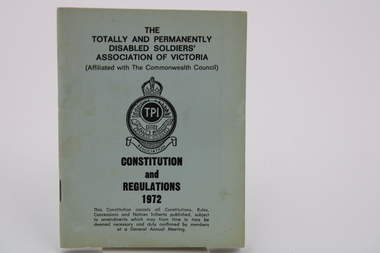 Booklet - Regulations Booklet, 1972 Totally and Permanently Disabled Soldiers Booklet
