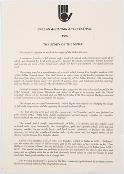 A text document on the story of the Mural made for the Ballan Arcadian Festival in 1982.