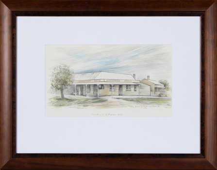 An original watercolour painting of Hanrahans Hotel in Ballan.