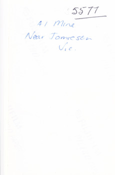 Reverse of photograph. White photographic paper with handwritten text (see transcription)