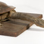 Australian Snake-Necked Turtle standing on a wooden platform.