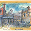 Drawing of behind the Townswell Hotel that is situated on Ford Street in the town of Beechworth, Victoria.