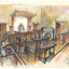 Drawing of the inside of the Historic Courthouse in the town of Beechworth, Victoria