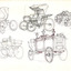 Sketches of various horse drawn carriages that were stored in the town of Beechworth Victoria.