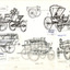 Drawing of the various horse drawn carriages