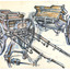 Sketches of various horse drawn carriages that were stored in the town of Beechworth Victoria.