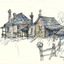 Drawing of a house and fence