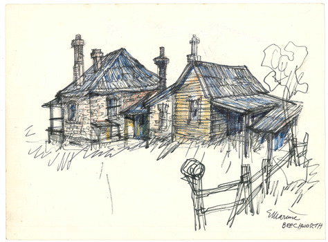 Drawing of a house and fence