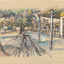 Drawing of a streescape in the town of Yackandandah