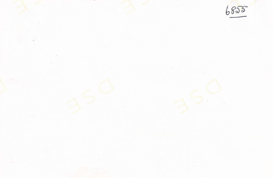 The reverse of a rectangular photograph. The reverse has a plain white background.