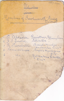 Reverse of the carte de visite, detailing the names of the men pictured. 