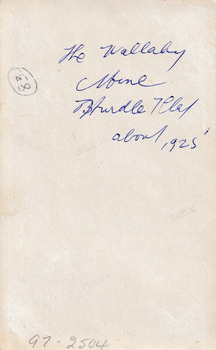 Blank paper with 83/ 97.2504 written in pencil and The Wallaby Mine Hurdle Flat about 1925 written in pen