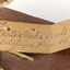 Close up of paper identification tag