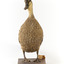 Pacific Black Duck standing on wooden mount looking forwards 