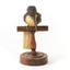 Azure Kingfisher standing on wooden perch facing forward