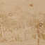 A faded sepia photograph depicting 34 men in work clothing in front of a bank of earth