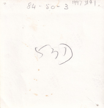 reverse of image. White card with pencil inscription