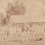 Sepia photograph of an unidentified policeman and a dog outside the Glenrowan Police Station