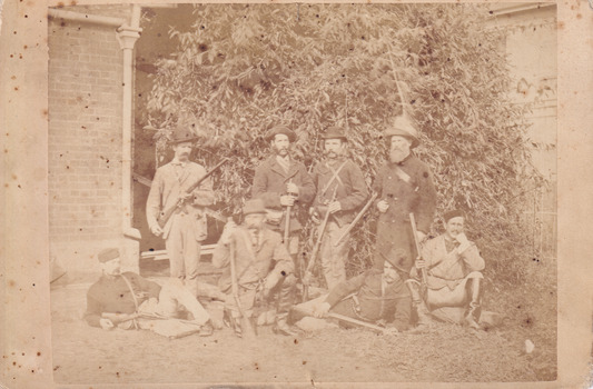 Sepia photograph of police responsible for capture of Ned Kelly