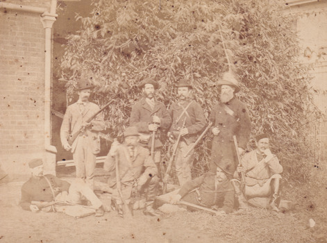 Sepia photograph of police responsible for capture of Ned Kelly