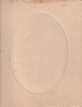 back of photograph. Imprint of the oval frame can be seen and the number 2747 is written. 