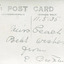 The reverse side of the postcard displaying message "Miss Peach, Best wishes from P. Beckmann" and the date 11.5.35
