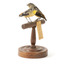 two spotted pardalote birds standing on a wooden mount facing front left/right back left/right)