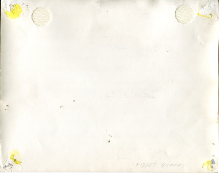 Reverse of photograph Velcro mounting dots on each corner. Fidder Quarrie written on bottom