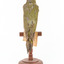 Green woodpecker mounted on wooden perch presenting back. 