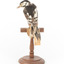 Great Spotted Woodpecker standing on wooden mount facing backwards