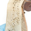 Ural Owl mounted on wooden perch pedestal with swing tag. Close-up view of paper swing tag attached to lower right leg (see transcription).
