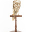 Falco Columbarius / Merlin on wooden stand, facing front