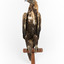 Aquila audax / wedgetail eagle standing on a wooden mount, facing forward