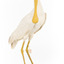 Yellow Billed Spoonbill standing on a wooden platform facing right