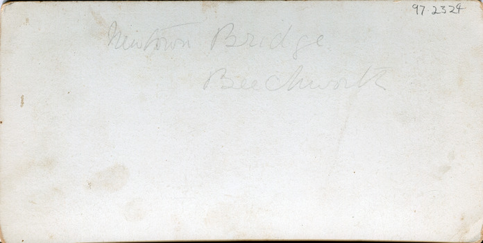Blank card with 97.2324/ Newtown Bridge/ Beechworth written in pencil