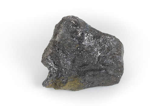 A grey and silver speckled hand-sized solid mineral specimen.