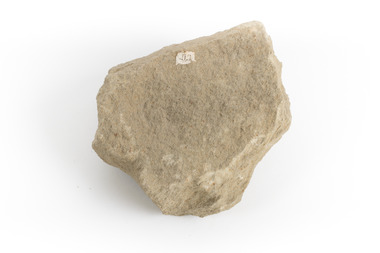 A pale brown/creamy brown coloured rock that is roughly the size of a hand. Sandstone is a sedimentary rock 