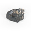 a hand sized solid mineral specimen in black with shades of beige