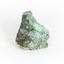 A solid cube-like mineral specimen in shades of green, brown and grey