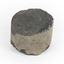A small cylinder shaped piece of Basalt with smooth sides and broken top and bottom edges.