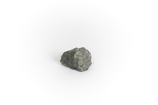 A small gold-sulphide ore mineral specimen in shades of silver and grey with flecks of gold
