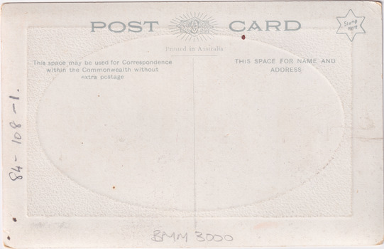 The reverse of 3000. Blank with standard postcard correspondence and address sections, along with the number identifiers written on the left and bottom sides.  