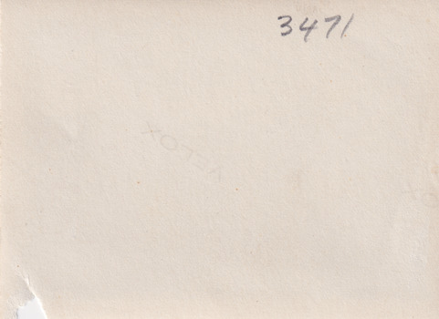 Reverse side of photograph of men at Lake Sambell. 