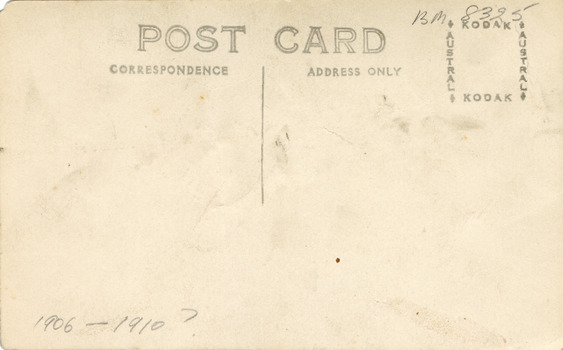 Reverse of postcard showing Beechworth Town Hall