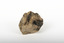 A small textured caramel-coloured rock with brown patches and marbling. Oblong indentation in the centre is dark brown. Indentation on the right side is dark brown with an imprint the shape of a star.